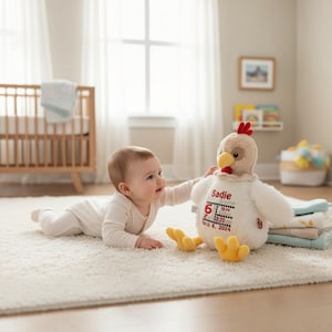 Personalized Cubbie® Farm Collection of Plush Stuffed Animals with Custom Embroidered Baby Birth Stats