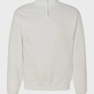 May include: A light gray long-sleeve sweatshirt featuring a mock neck collar with a silver-toned metal zipper closure. The garment has ribbed cuffs at the wrists and a ribbed hem at the bottom, providing a structured fit with a clean, solid-colored finish.
