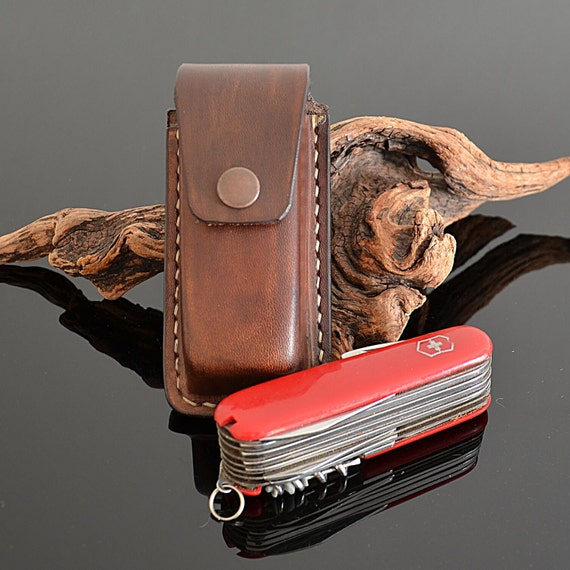 Swiss Army Leather Knife Sheath Pouch Custom Engraved Victorinox