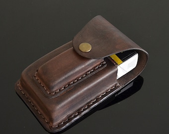 Personalized Handmade Leather Cigarette BIC Lighter Case  Cigarette Accessories