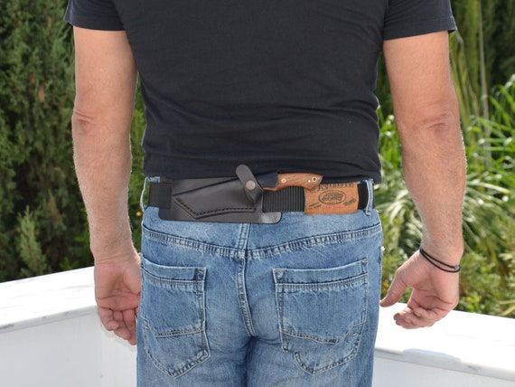 Gaine de couteau de ceinture en cuir horizontale à lame fixe personnalisée  fabriquée sur commande -  Canada