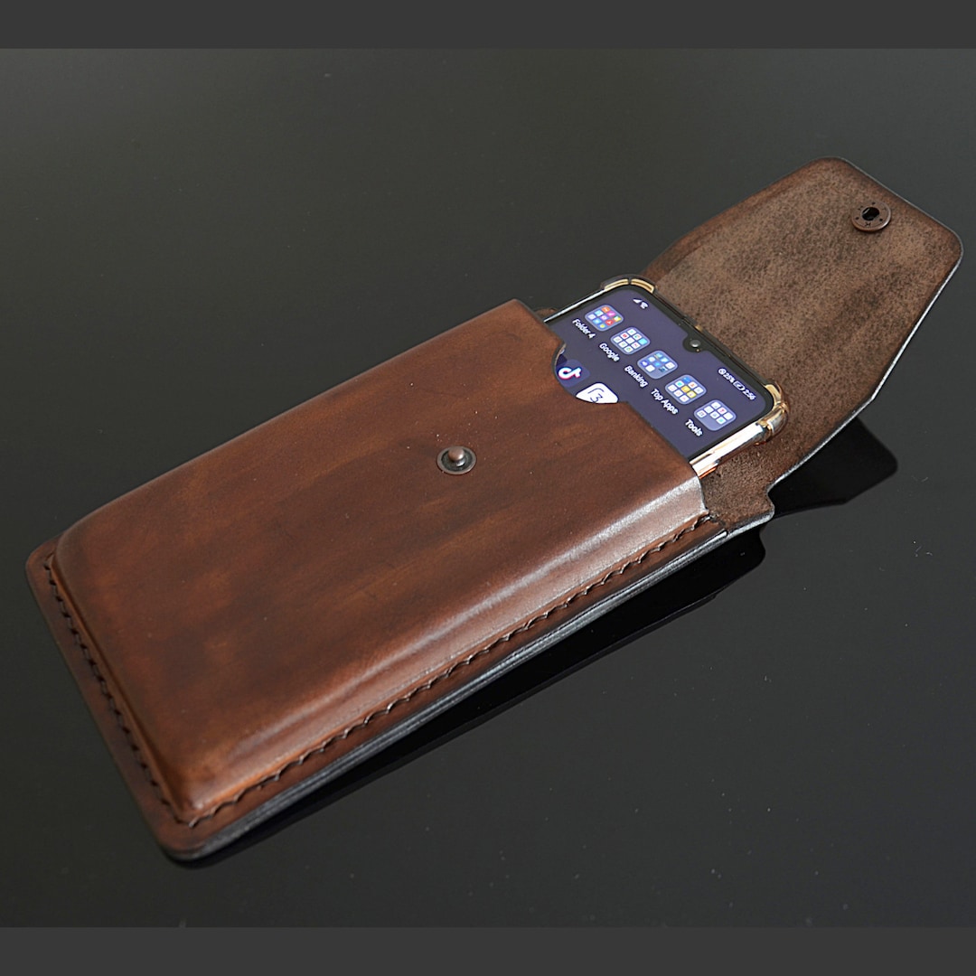 Genuine Leather Custom Made Belt Case for iPhone 13 14 15 16 Pro Max