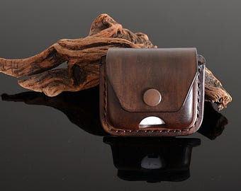 Personalized Leather AirPods Case: Handcrafted Belt Clip Pouch