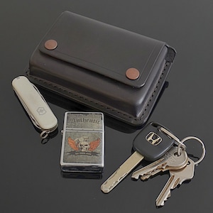 Bolsa de cinturón EDC de cuero genuino moldeado en húmedo, personalizada, para uso diario