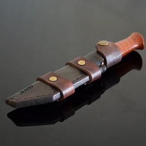 Custom Made Personalized Tanto Survival Knife Leather Sheath