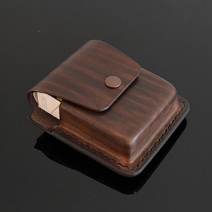 Genuine Leather Handcrafted Cigarette BIC Lighter Case Holder for 100s King Size Slim Size