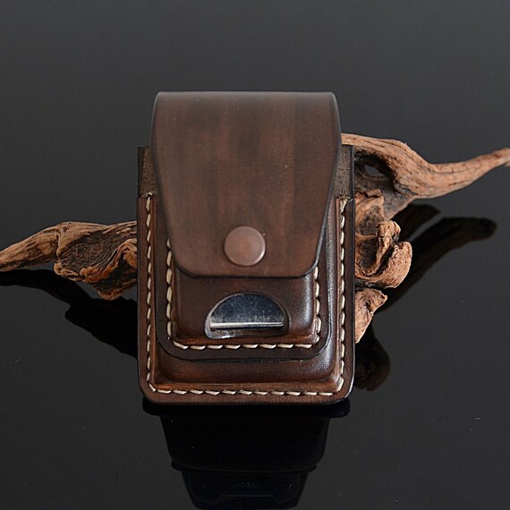 Handmade Genuine Leather Cigarette Lighter Case Holder Box Belt Pouch