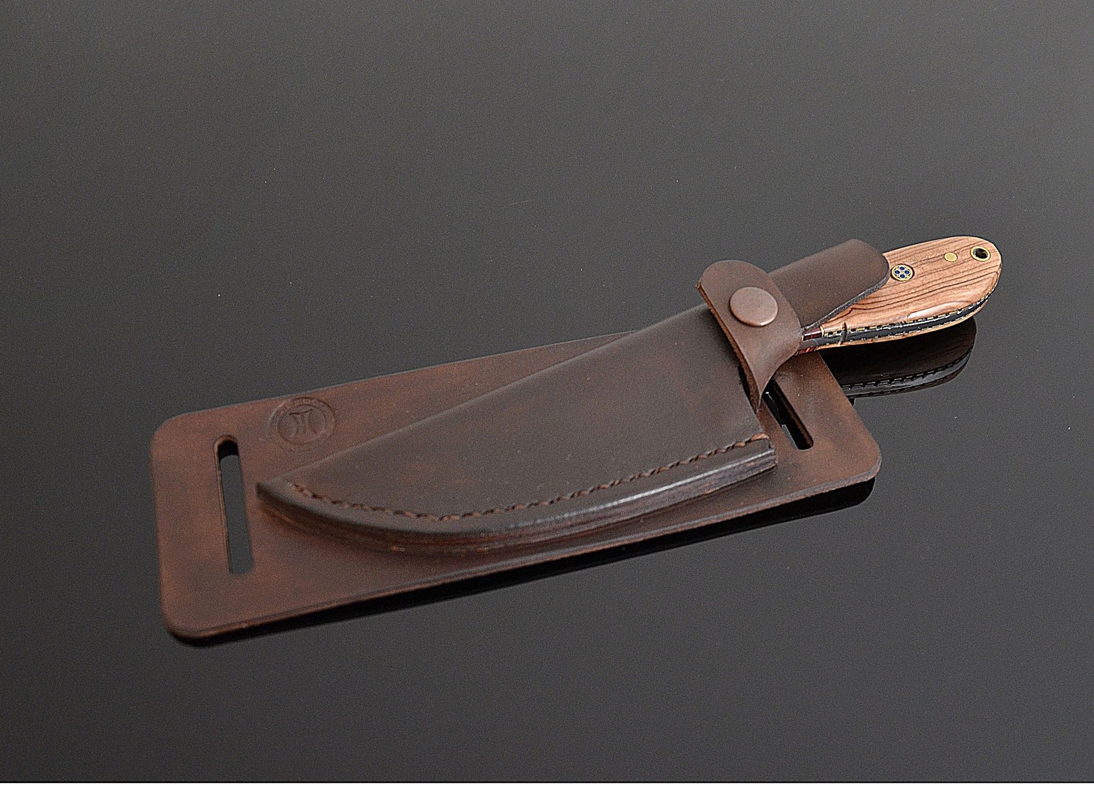 Horizontal Knife Sheath with Damascus Steel Knife Belt Knife Etsy