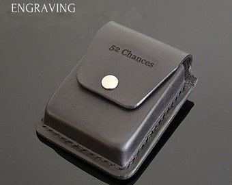 Engraved Personalized Leather Poker Card Case Playing Card Holder Deck Box