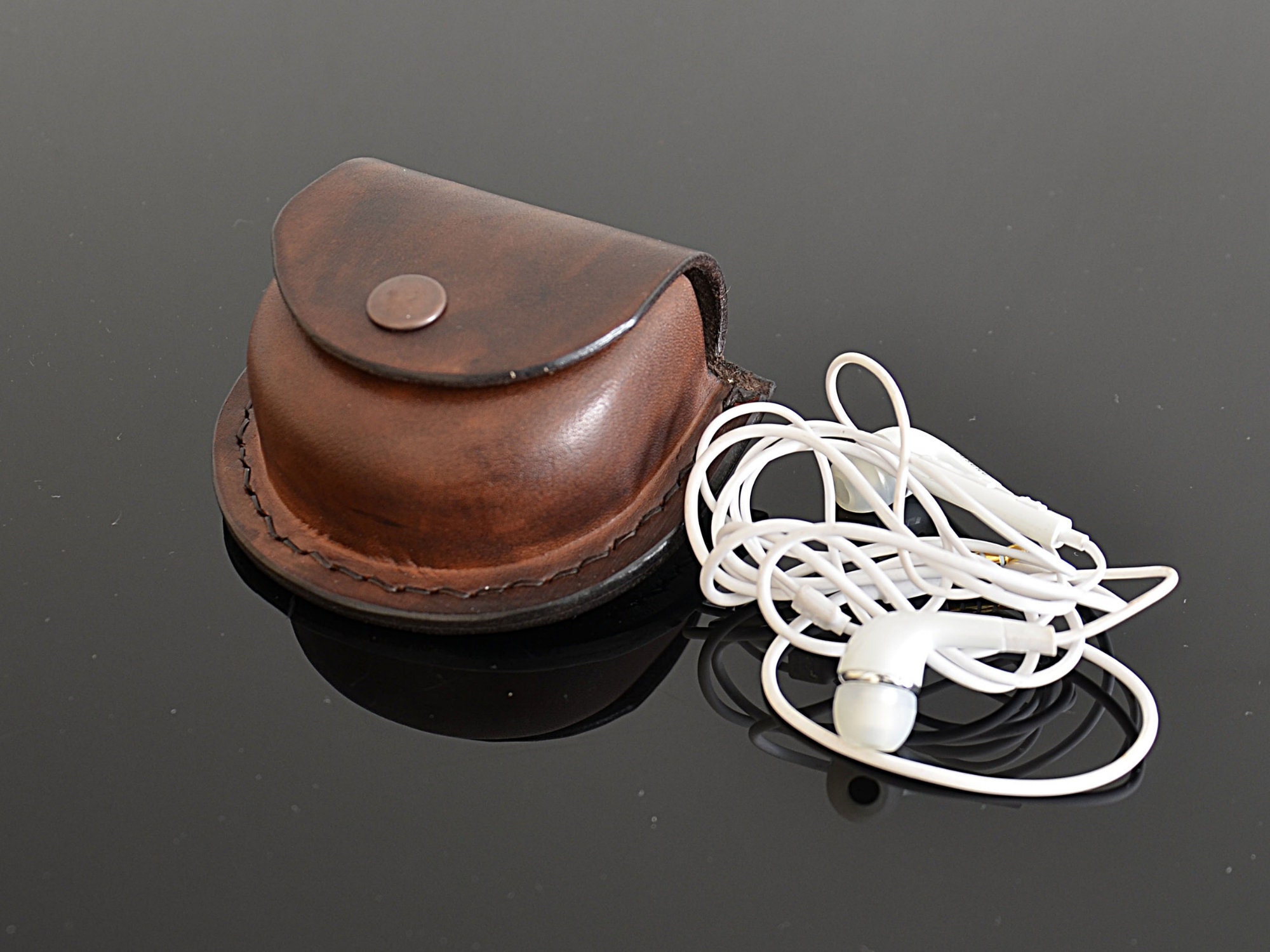 Real Leather Earphone Holder Belt Pouch Personalized Earbud Case