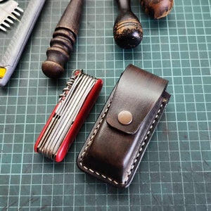 Etui pour couteau suisse fait main en cuir véritable Victorinox Swiss Champ Holster pochette
