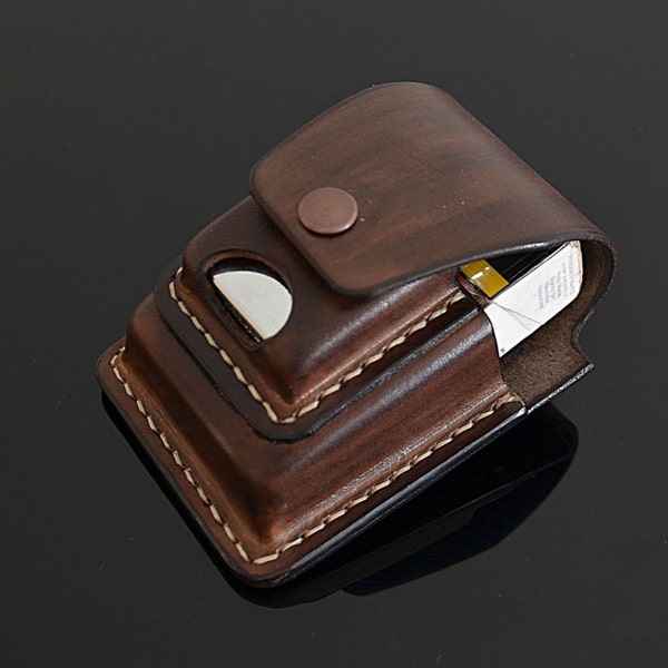 Leather Cigarette Lighter Case Holder Box Belt Pouch Handmade for 100s Slim King Size Custom Size