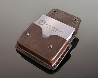 Handmade Genuine Leather Business Card Belt Clip Case Holder Engraved Personalized Businessman Corporate Gift