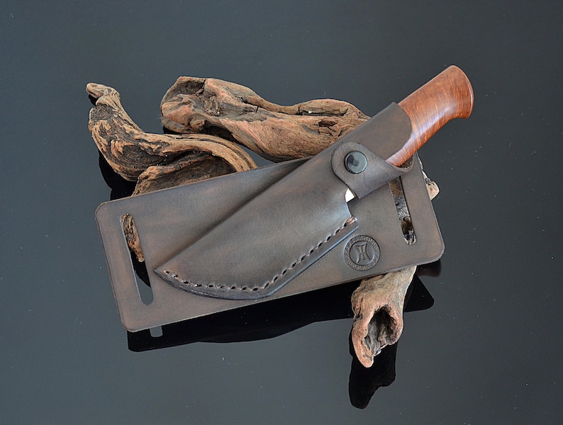 Horizontal Leather Knife Sheath Cross Draw Leather Belt Sheath ...