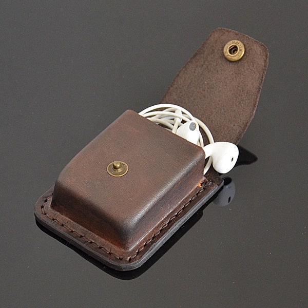 Leather Cable Earphone Holder Cord Keeper USB Genuine Leather Earbud Case Personalized Earphone Belt Pouch