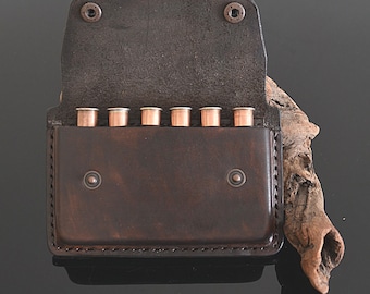 Bolsa portacartuchos de cuero genuino para cinturón, para rifle o rifle.