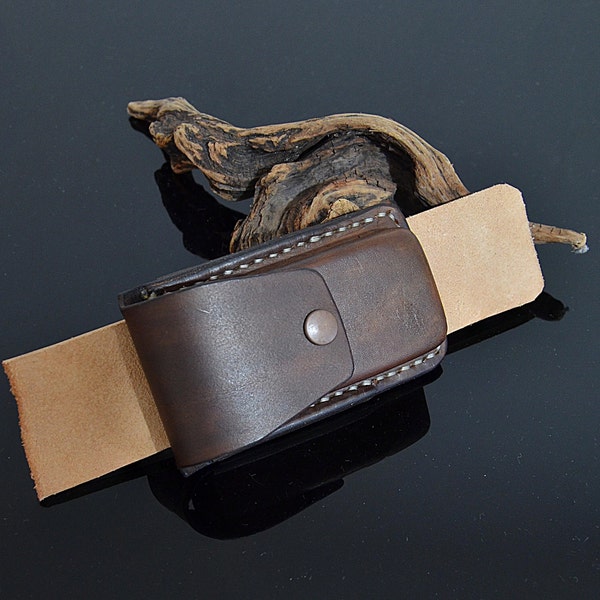 Horizontal Pocket Knife Sheath Personalized Leather Folding Knife Belt Sheath