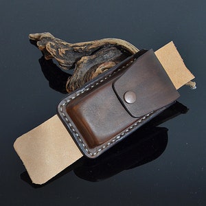 Horizontal Pocket Knife Sheath Personalized Leather Folding - Etsy