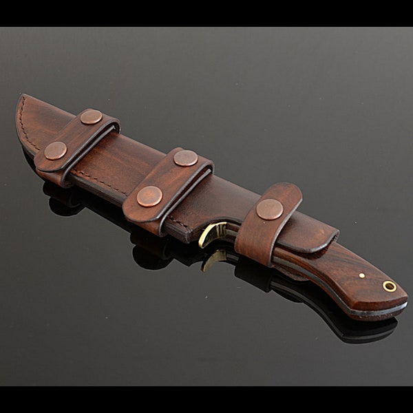 Horizontal Scout Carry Fixed Blade Leather Knife Sheath Custom Sized and Personalized