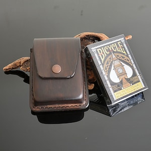 Porta carte da gioco in pelle fatto a mano, scatola per carte da gioco personalizzata cucita a mano, porta carte da poker