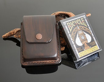 Handmade Leather Playing Card Case: Personalized Poker Card Holder