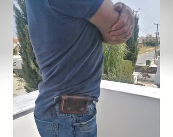 Handcrafted Bushcraft Leather Belt Pouch Altoids Tin Possibles Small Personalized Belt Bag Clip Case