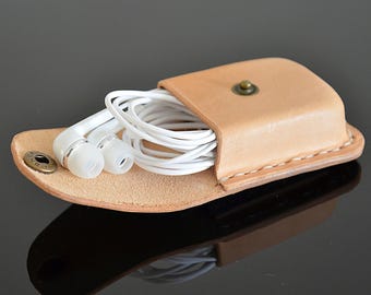 Etui pour écouteurs en cuir personnalisé : porte-monnaie en cuir au tannage végétal
