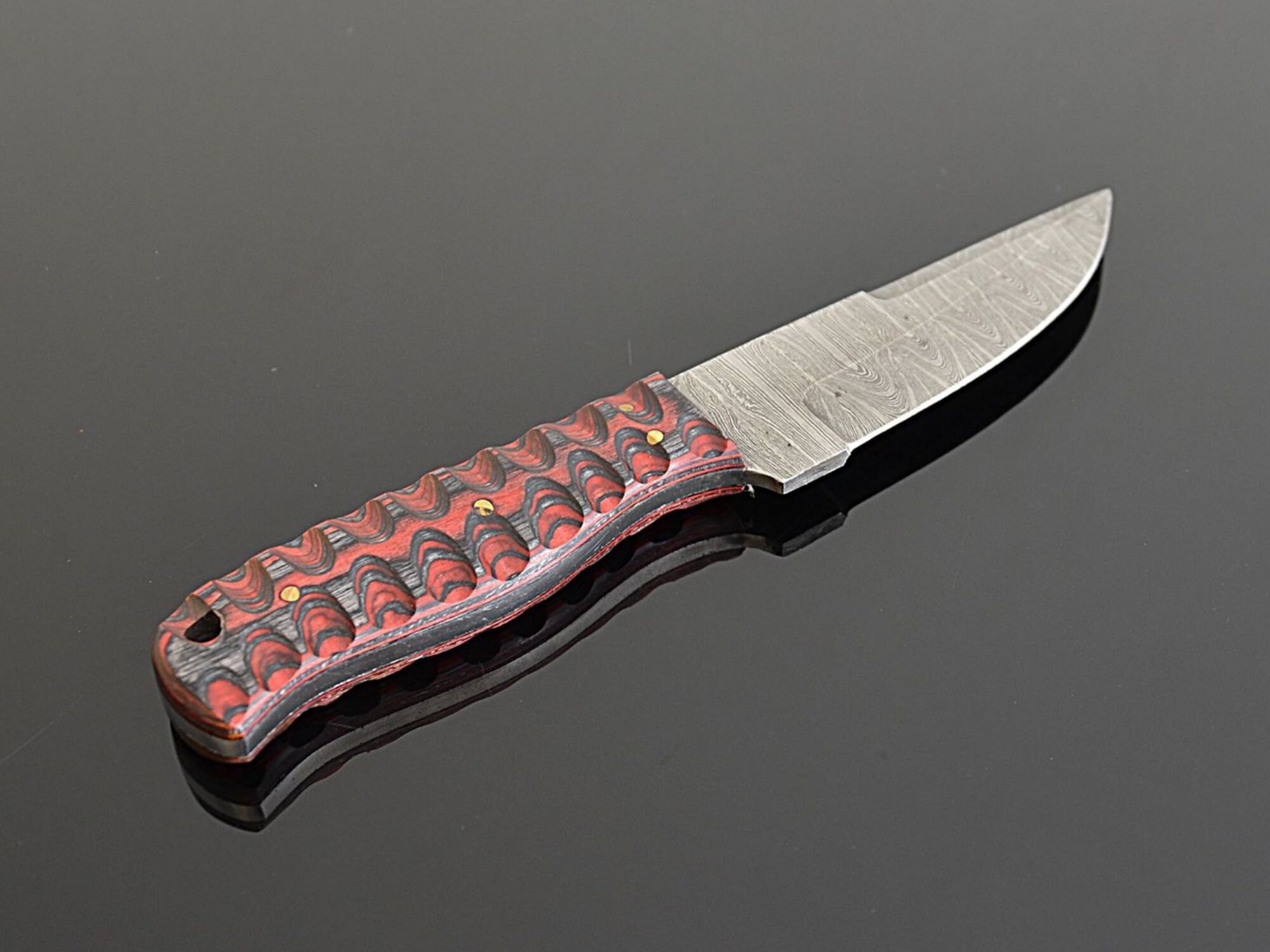 Horizontal Knife Sheath with Damascus Knife Fixed Blade Knife Etsy