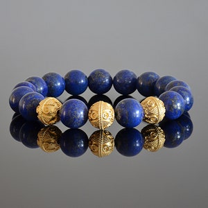 Lapis Lazuli Bracelet with 18K Gold-Plated Sterling Silver Beads – Custom Sized