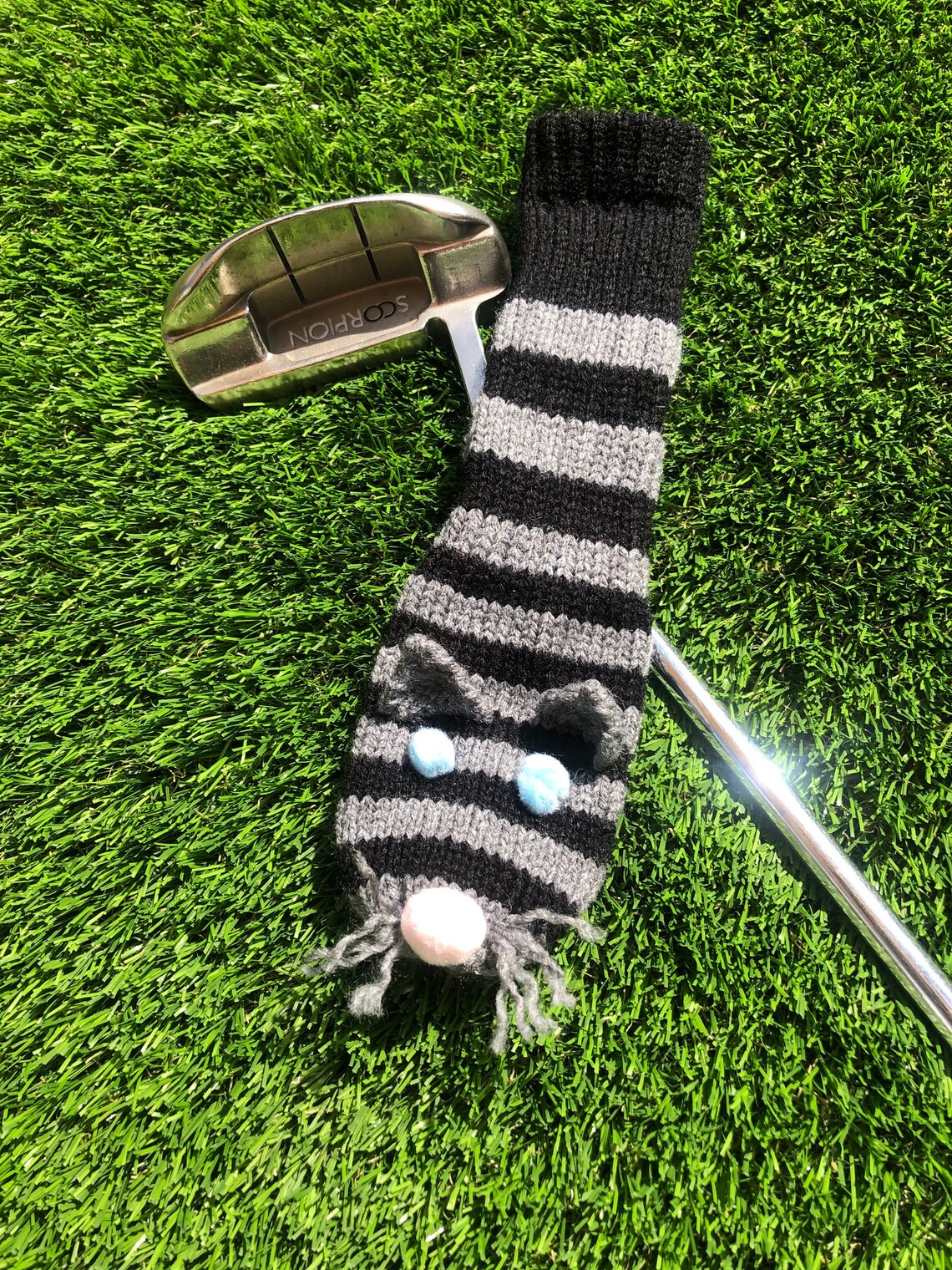 Cat putter cover Gift for golfer knitted headcover for Etsy