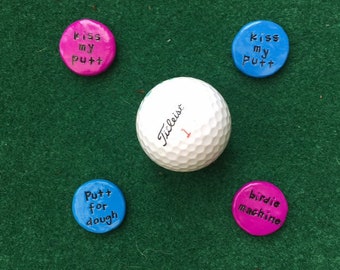 Captains Day Gift, Golf Ball Marker, hand stamped, slogan putting marker