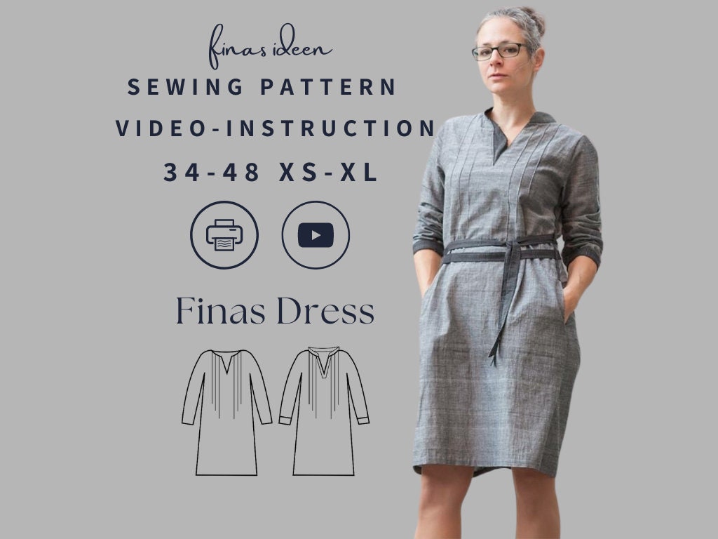 Robe avec plis Patron de couture PDF numerique version anglaise Taille 34 54 6 20 XS XL Etsy France