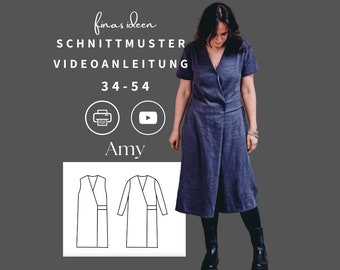 Schnittmuster Damen Kleid Amy, Wickelkleid 34-48 (DEUTSCH)