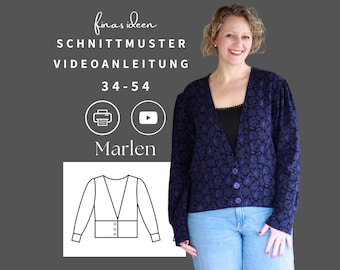 Cardigan in country house style with V-neck, pdf sewing pattern for women in sizes. 34-54, language German