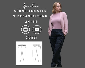 Sewing pattern & sewing instructions for women's trousers 34-54 (German)