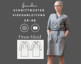 Finas Kleid- Schnittmuster Damen Kleid 34-48 (DEUTSCH)