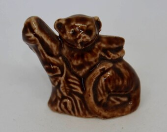 Vintage Wade Whimsies Brown Monkey in Tree Collectible