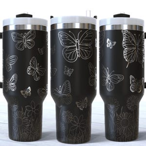 Schmetterlinge und Wildblumen Tumbler Wrap Laser Gravur (SVG & PNG)