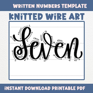 Knitted Wire Art Template, 1-9 Numbers for Knitting Rope Tricotin I-Cord, Wire Art Guide, Instant Download PDF Bundle