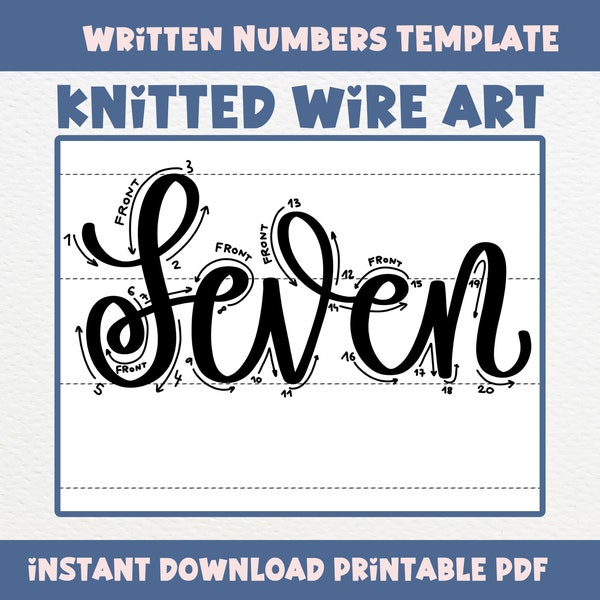 Gestrickte Wire Art Vorlage, 1-9 Zahlen für Strickseile Tricotin I-Cord, Wire Art Guide, Instant Download PDF Bundle