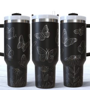 Schmetterlinge und Wildblumen 40 oz. Tumbler Wrap: Laser Gravur Design (SVG & PNG)