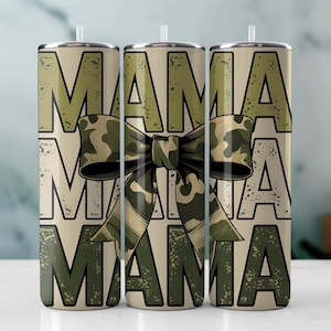 Mama Camo Coquette Bow Tumbler Wrap, Old School, Retro Hunting Sublimation, Camouflage Clipart