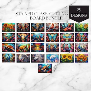 Stained Glass Cutting Board Sublimation Design Bundle (Digital Download)