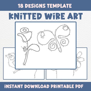 Modelo de arte de arame de malha, vários designs para guia de tricô de corda de tricô, flores, animais, download instantâneo PDF
