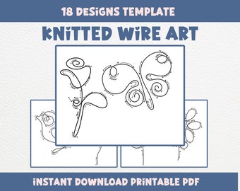 Knit Wire Art Template, Various Designs for Knitting Rope Tricotin Guide,  Flowers Animals Instant Download PDF