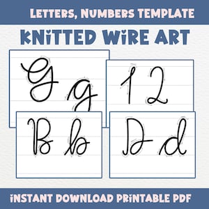 Modelo de arte de arame de malha, letras e números de A a Z para corda de tricô Tricotin, arte do alfabeto de arame, download instantâneo PDF