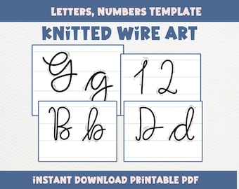 Knit Wire Art Template: A-Z Letters and Numbers (Instant Download PDF)