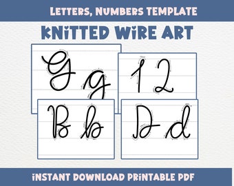 Knit Wire Art Template, A-Z Buchstaben und Zahlen für Strickseil Tricotin, Wire Alphabet Art, Instant Download PDF