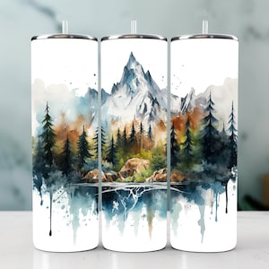 Mountain Tumbler Wrap: Hiking Adventure Sublimation Design (Digital Download)