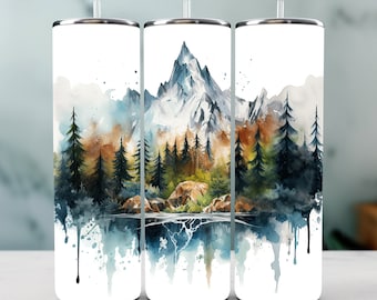 Mountain Tumbler Wrap: Hiking Adventure Sublimation Design (Digital Download)